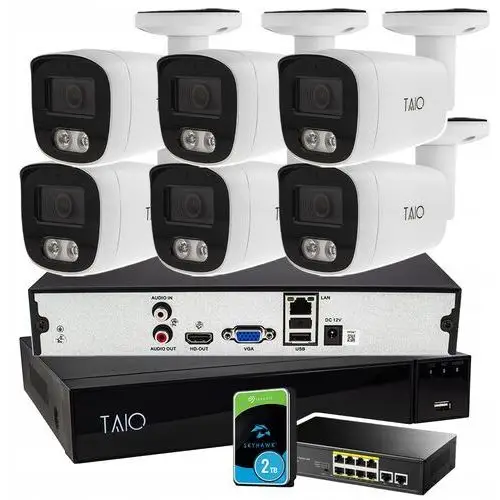 Zestaw monitoringu Ip PoE 8MPx 6 kamer zewnętrznych na skrętkę Monitoring