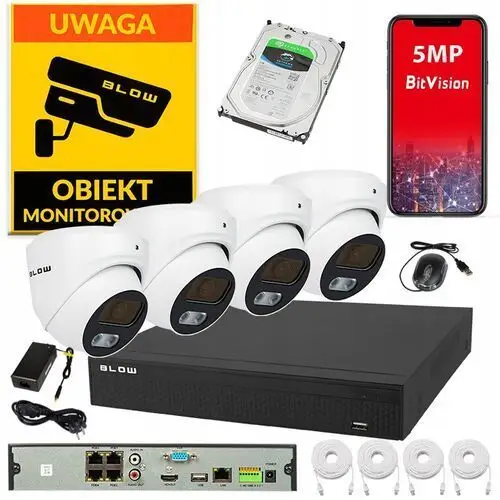 Zestaw Monitoringu PoE 4 kamery Ip 5MP dysk 2TB