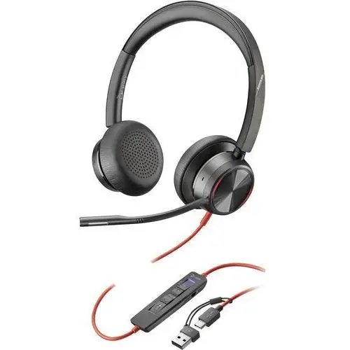 Zestaw słuchawkowy Poly Blackwire 8225 Microsoft Teams Certified Stereo USB-C Headset + USB-C/A Adapter 8X225AA